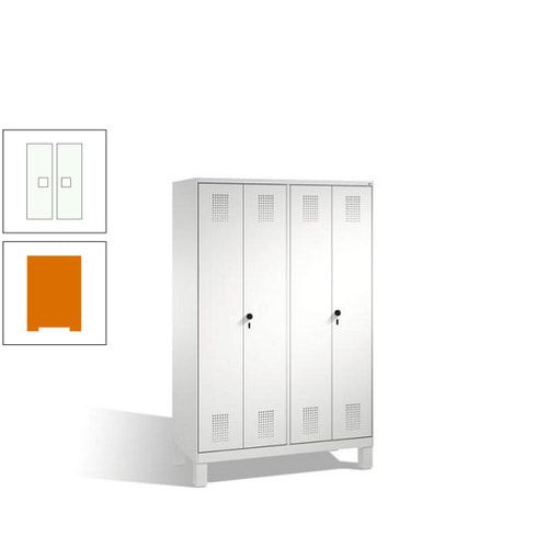 Doppel-Spind, Doppeltüren, Garderobenschrank mit Füßen, 4 Abteile a 300 mm, Korpus anthrazitgrau, Tür anthrazitgrau, 1.850 x 1.200 x 500 mm (HxBxT)