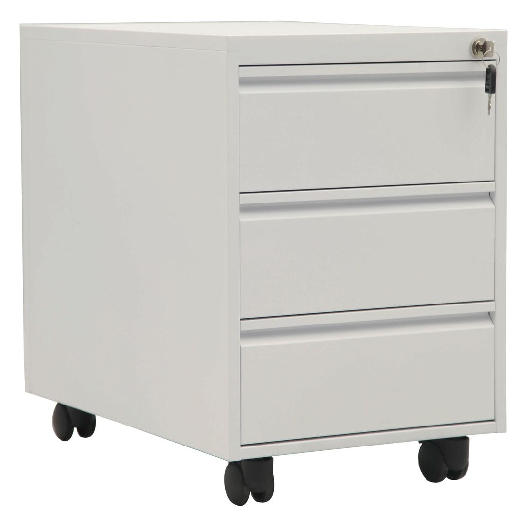 Rollcontainer - Stahl - 3 Schubladen - 560 x 390 x 600 mm (HxBxT) - lichtgrau