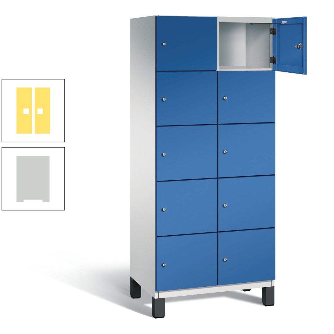 Fächerschrank, Stahlschrank, 10 Fächer, Türöffnungsbegrenzer, Füße, 1.980 x 800 x 525 mm (HxBxT), Korpus anthrazitgrau, Front anthrazitgrau