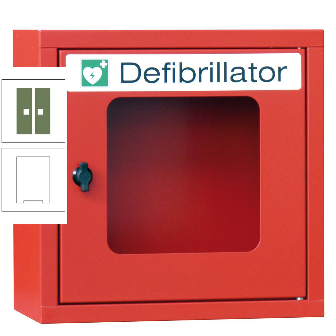 Defibrillatorenschrank - 400 x 400 x 200 mm (HxBxT) - Sichtfenster - anthrazitgrau