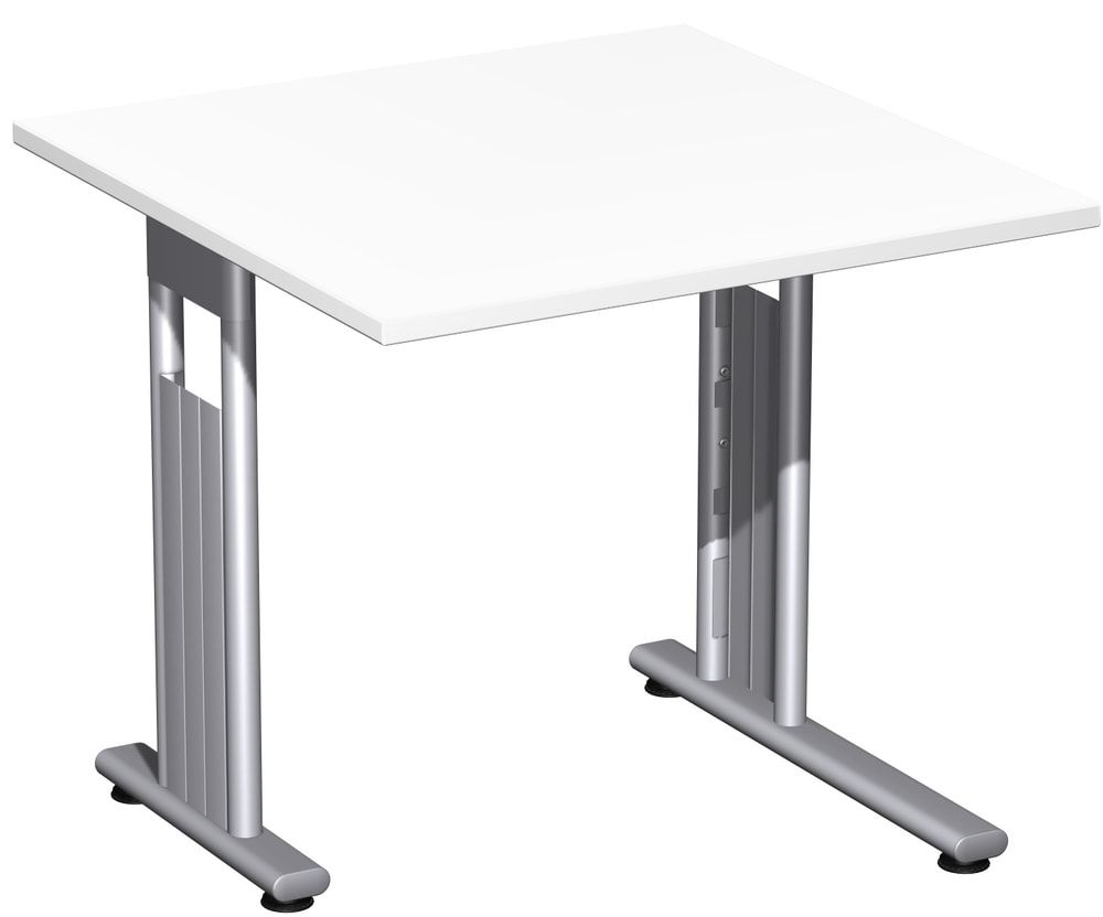 Schreibtisch mit einseitig verkürzt Füßen - C-Fuß Flex - Bürotisch - Konferenztisch - 720 x 1.200 x 800 mm (HxBxT) - Dekor Ahorn - Gestell silber