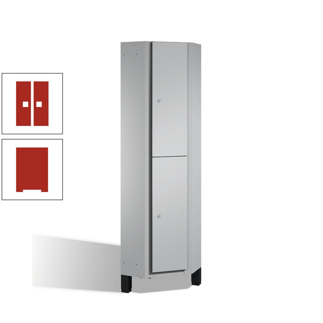 Eckschrank, Spind, auf Füßen, 2 Personen, 1.980 x 500 mm (HxT), Korpus anthrazitgrau, Tür anthrazitgrau