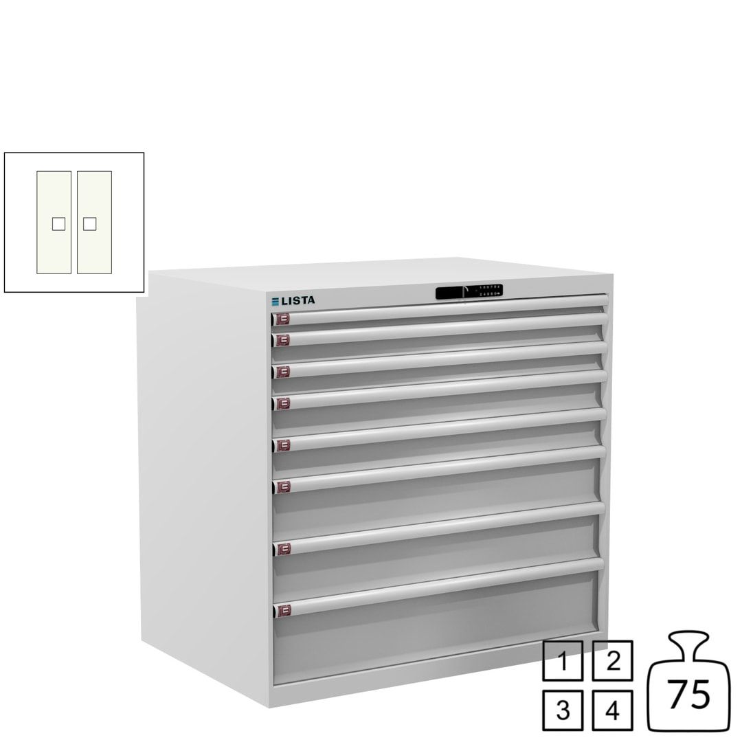 Lista Schubladenschrank - 12.541.010 - 1.000x1.023x725 mm (HxBxT) - 8 Schubladen - 200 kg - Key Lock - lichtblau (RAL 5012)