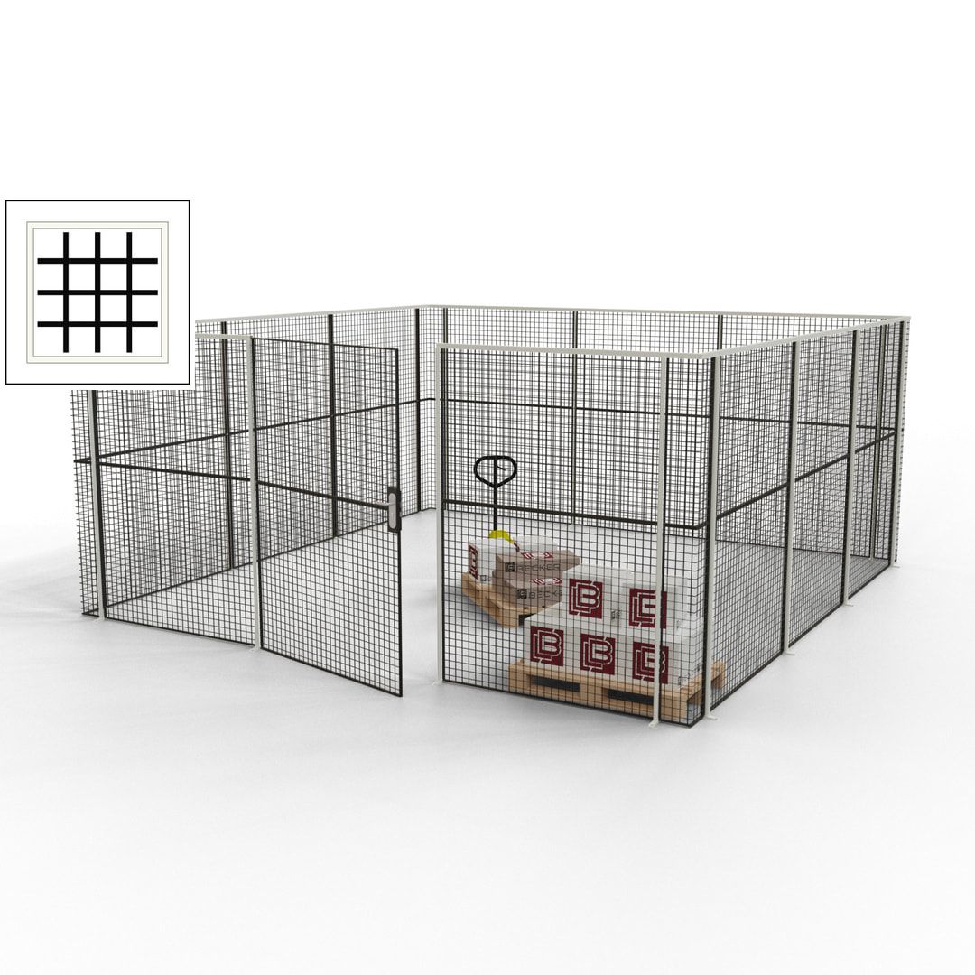 Maschinen Schutzgitter - Hallentrennwand - Sicherheitszaun - Tür - 18 m - 2.200 x 4.900 x 4.900 mm (HxBxT) - enzianblau