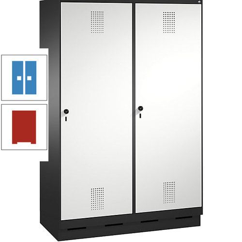 Doppel-Spind, Garderobenschrank, 2 Türen für 4 Abteile a 300 mm, Korpus anthrazitgrau, Türen anthrazitgrau, 1.800 x 1.200 x 500 mm (HxBxT)