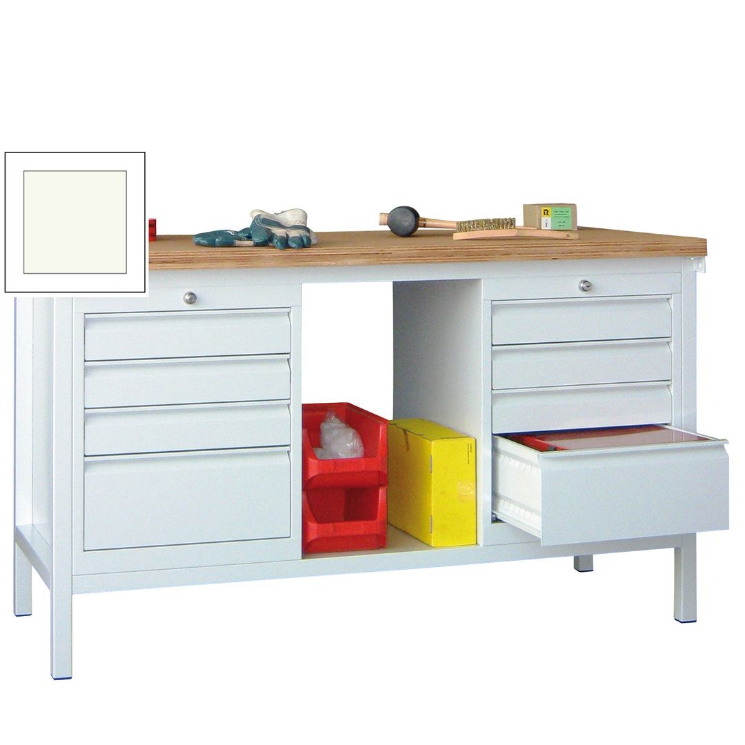 Werkbank - 2 Schubladenblöcke - 900 x 1.500 x 700 mm (HxBxT) - anthrazitgrau