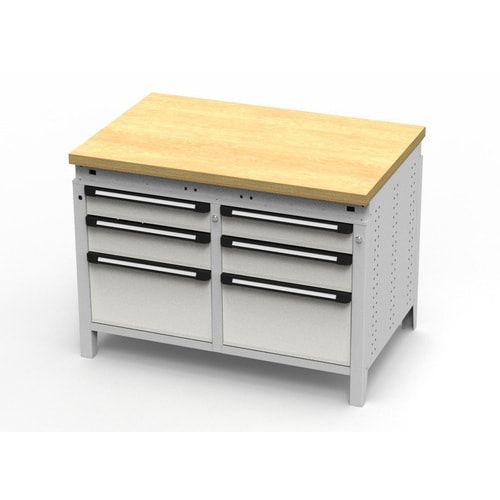 OTTOKIND Werkbank - bündige Arbeitsplatte - 850 x 1.150 x 750 mm (HxBxT) - 6 Schubladen - lichtgrau