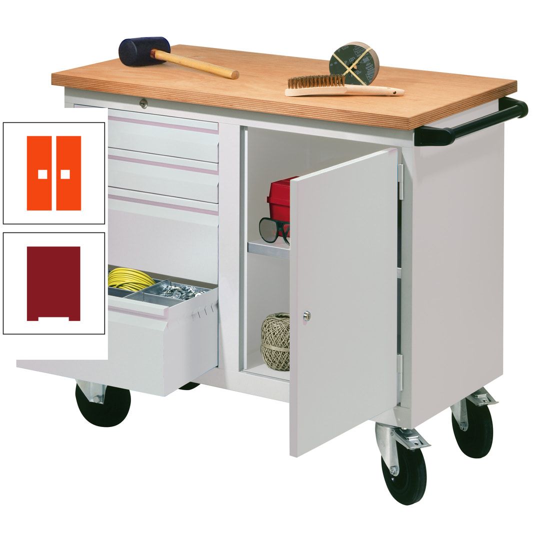 Mobile Werkbank - Werkstattwagen - 915 x 1.090 x 600 mm - 4 Schubladen und Schrankfach - anthrazitgrau