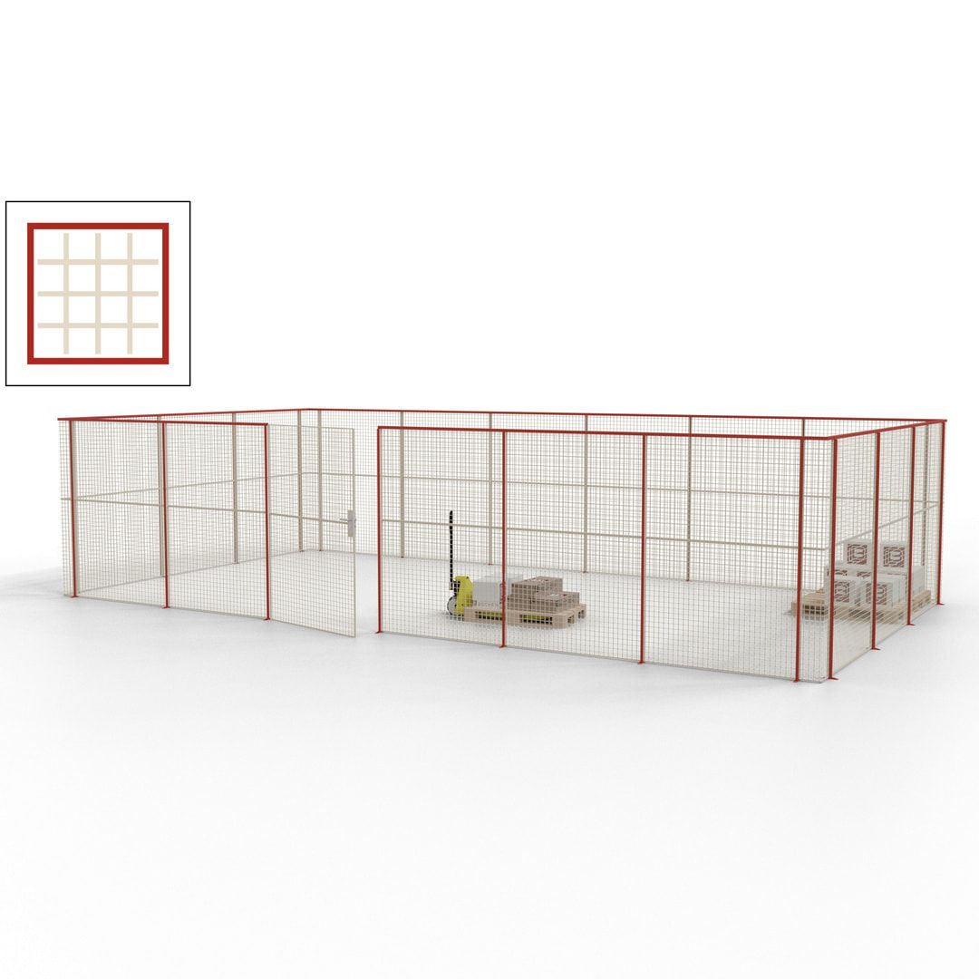 Maschinen Schutzgitter - Hallentrennwand - Sicherheitszaun - Tür - 27 m - 2.200 x 9.400 x 4.900 mm (HxBxT) - enzianblau