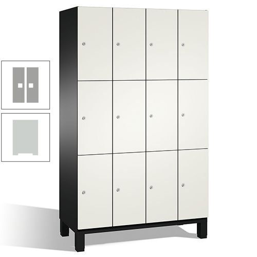 Fächerschrank, Stahlschrank, 12 Fächer, Türöffnungsbegrenzer, mit Füßen, Korpus lichtgrau, Tür anthrazitgrau, 1.980 x 1.200 x 525 mm (HxBxT)