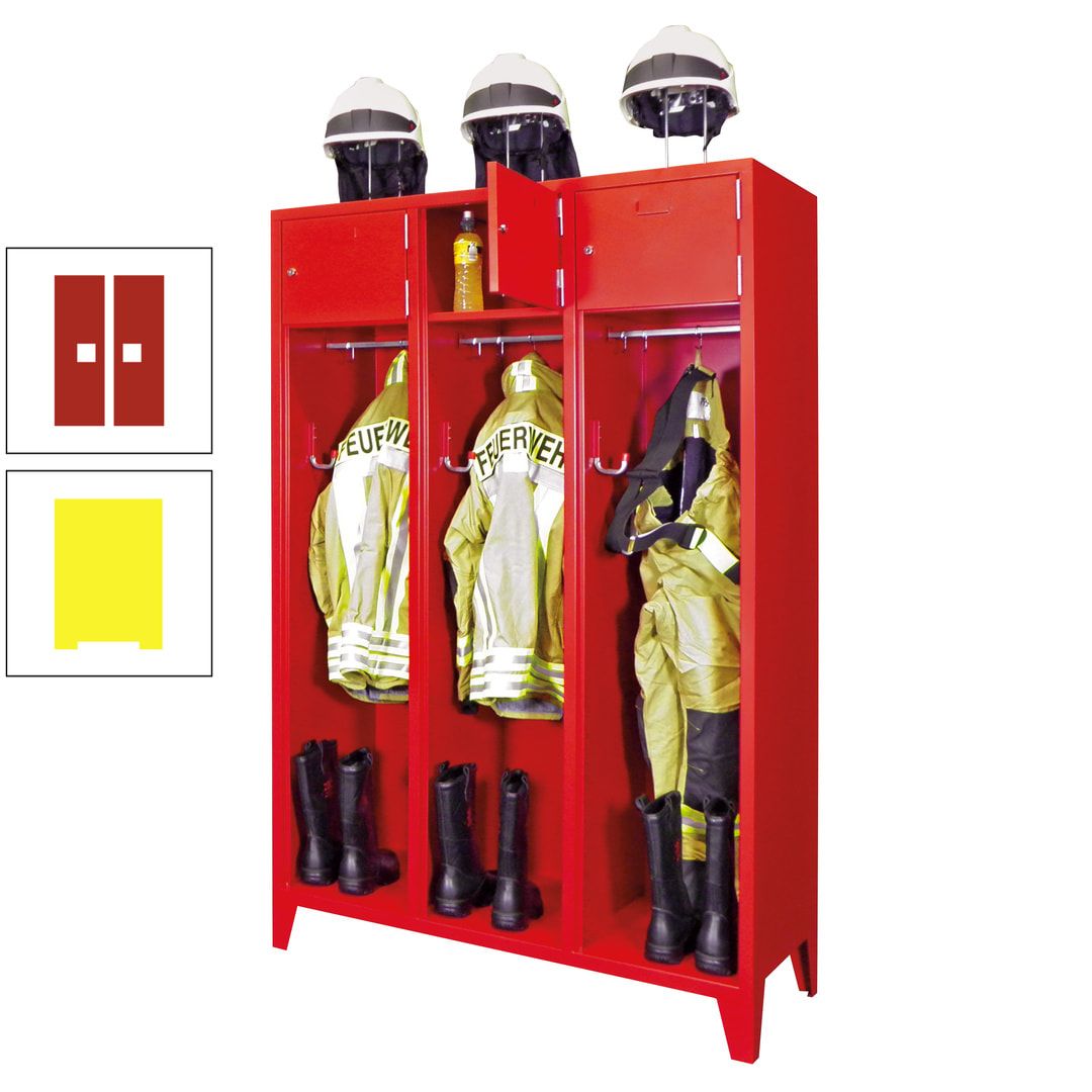 Feuerwehrschrank - 2 Abteile - Ablagefach mit Tür, Etikettenrahmen - 2.100 x 830 x 500 mm (HxBxT) - anthrazitgrau