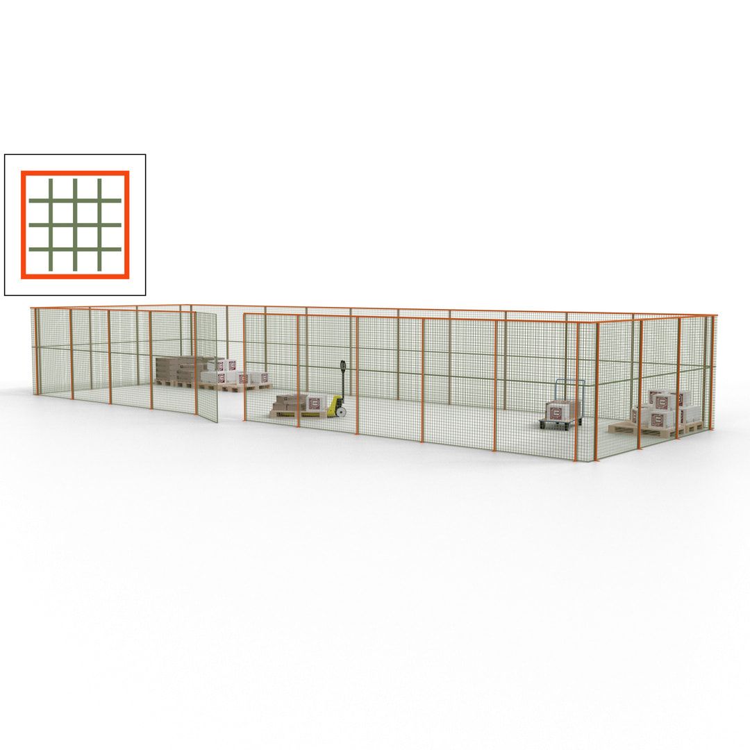 Maschinen Schutzgitter - Hallentrennwand - Sicherheitszaun - Tür - 39 m - 2.200 x 15.400 x 4.900 mm (HxBxT) - enzianblau