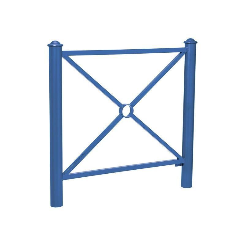 Geländer Kreuz und Kreis - 1.000 x 1.072 mm - Pfosten mit Helmkopf - Farbe enzianblau - Außengeländer Systemgeländer