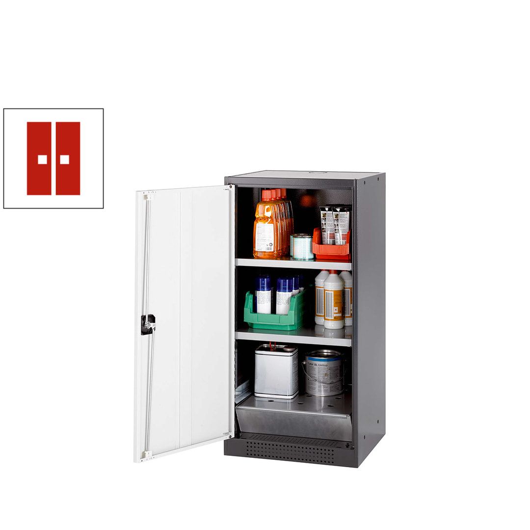 Chemikalienschrank - Flügeltür, enzianblau - Türanschlag links - 2 Fachböden - 1.105 x 545 x 520 mm - Stahl, pulverb.