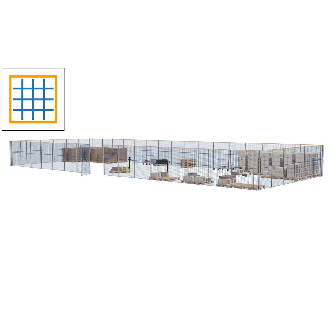 Maschinen Schutzgitter - Hallentrennwand - Sicherheitszaun - Tür - 66 m - 2.200 x 24.400 x 9.400 mm (HxBxT) - enzianblau