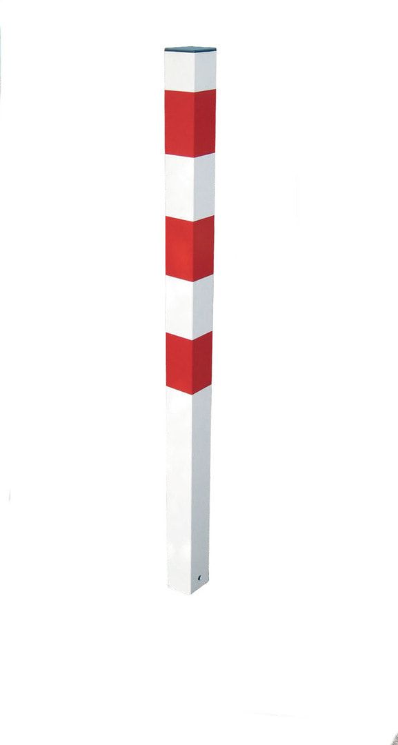 Feuerwehrpfosten klappbar - mit roten Reflektorstreifen - 76 x 1.000 mm (DxH) - Farbe reinweiß