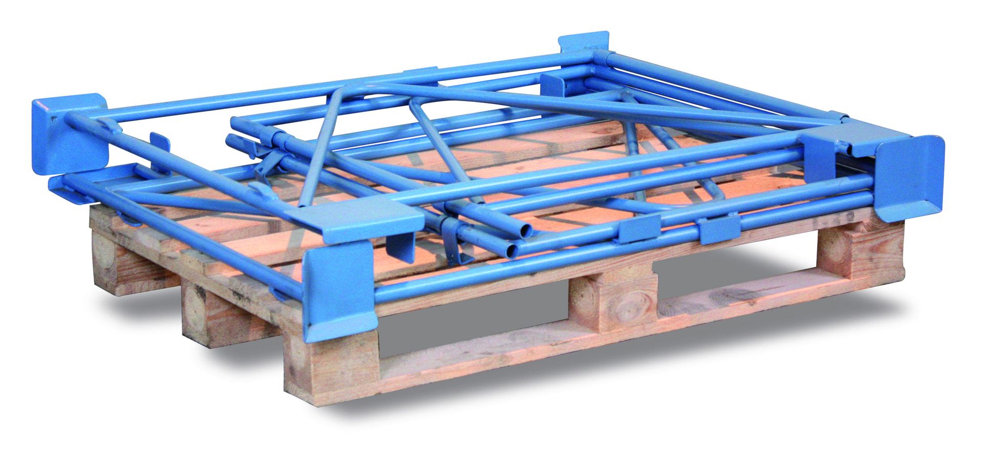 Palettenaufsatzrahmen für Europalette - 2.000 kg - Höhe 1.000 mm - 3-fach stapelbar - Diagonalstreben - lichtblau