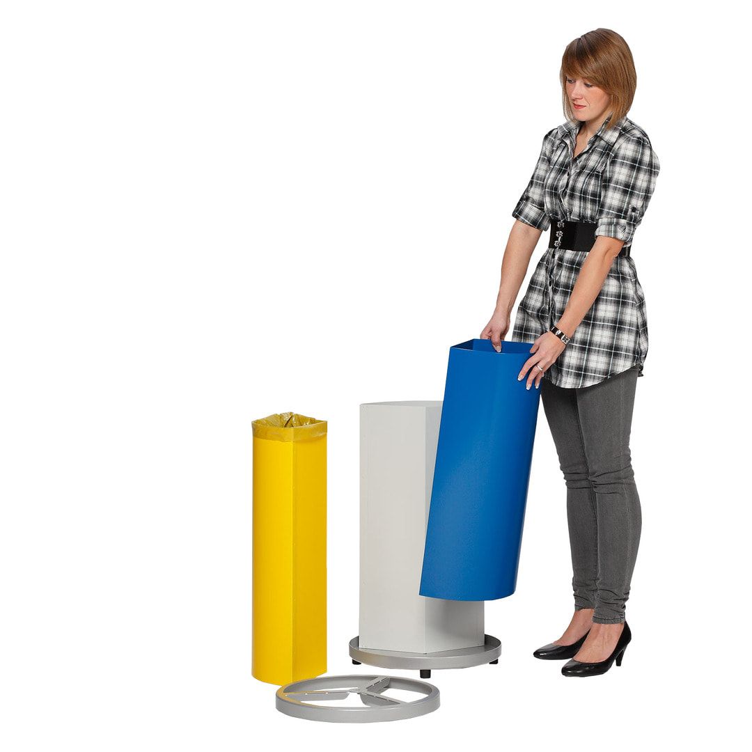 Runde Wertstoffstation - Edelstahl - Volumen 3 x 30 l