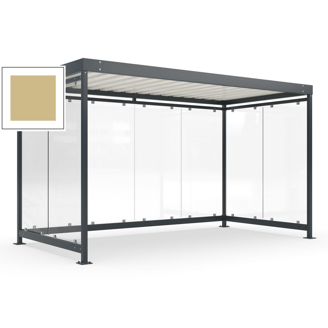 Fahrradunterstand, Fahrgastunterstand, Bushaltestelle, Bausatz, 12-13 Personen, 2.510 x 4.195 x 2.165 mm (HxBxT), 8 Wände, Achatgrau