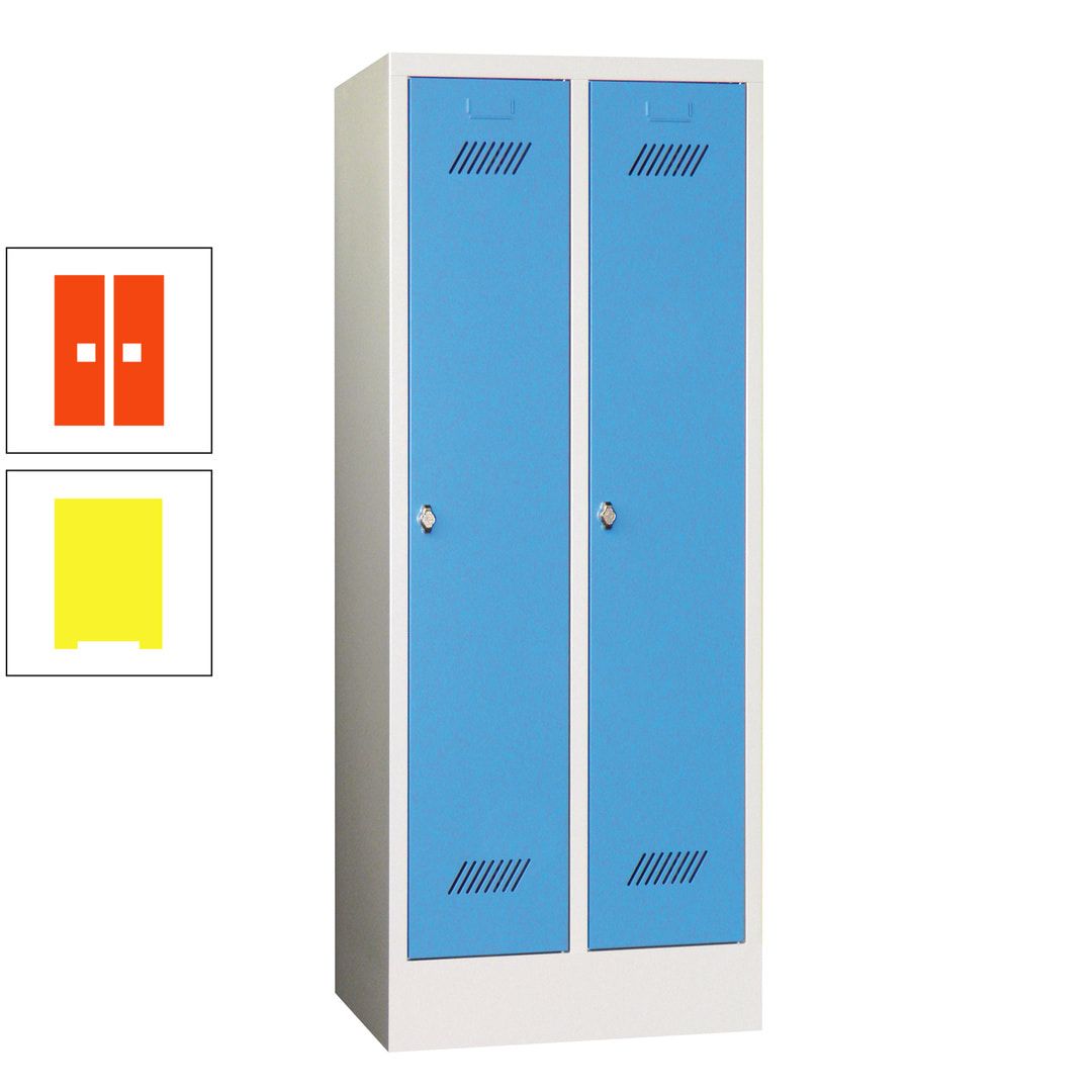 Spindschrank f. Schulen - mit Sockel - Höhe 1.600 mm - 2 Abteile a 300 mm - Drehriegel - anthrazitgrau