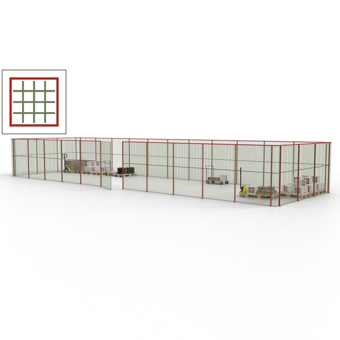 Maschinen Schutzgitter - Hallentrennwand - Sicherheitszaun - Tür - 42 m - 2.200 x 16.900 x 4.900 mm (HxBxT) - enzianblau