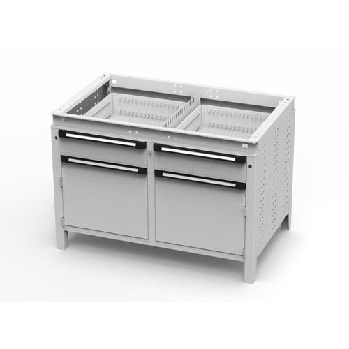 OTTOKIND Werkbank - bündige Arbeitsplatte - 850 x 1.150 x 750 mm (HxBxT) - 2 Schubladen - 2 Schränke - lichtgrau