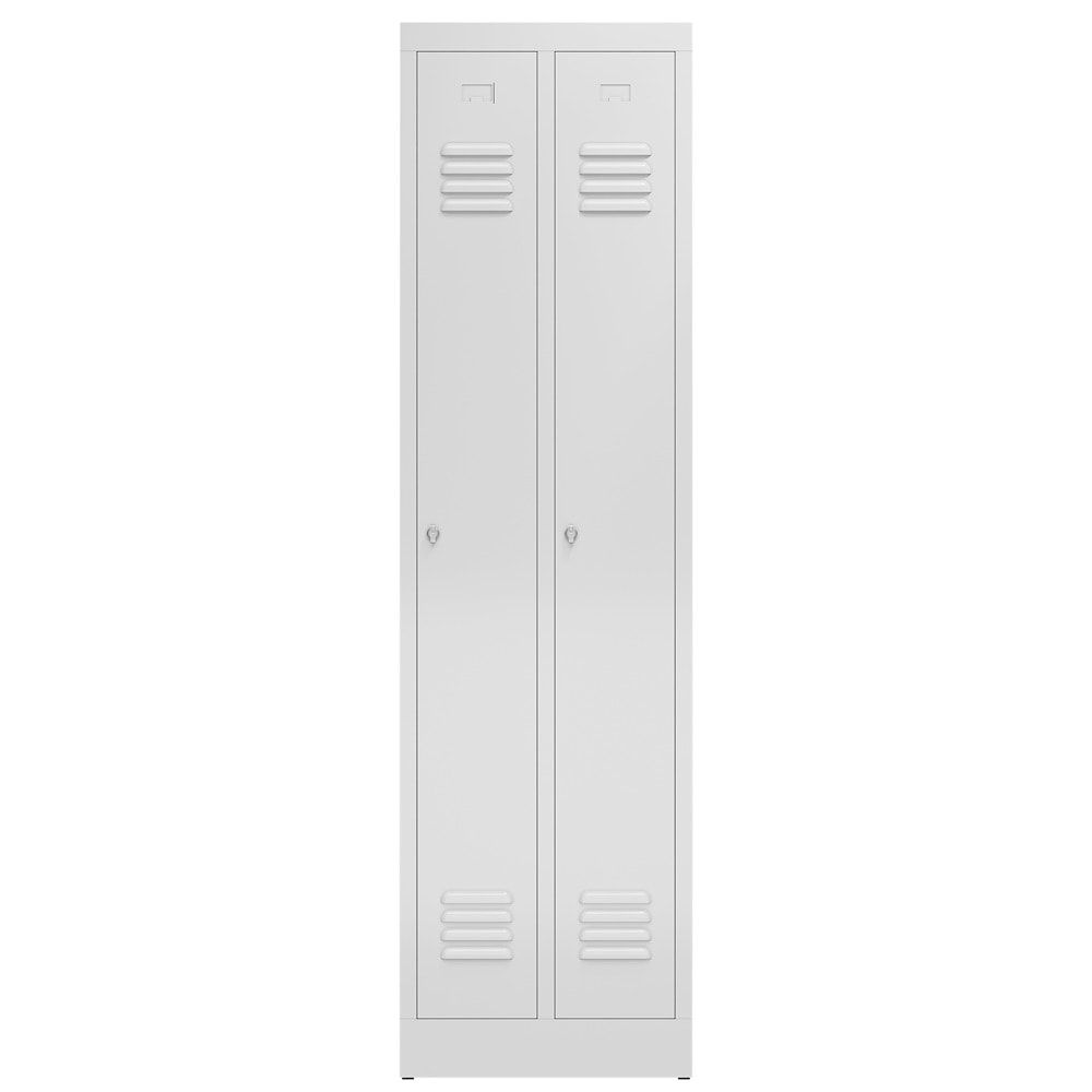 Garderobenschrank, Garderobenspind, 2 Abteile, 1.800 x 500 x 500 mm (HxBxT), Stahl, Drehriegelverschluss, Korpus: lichtgrau, Front: anthrazitgrau