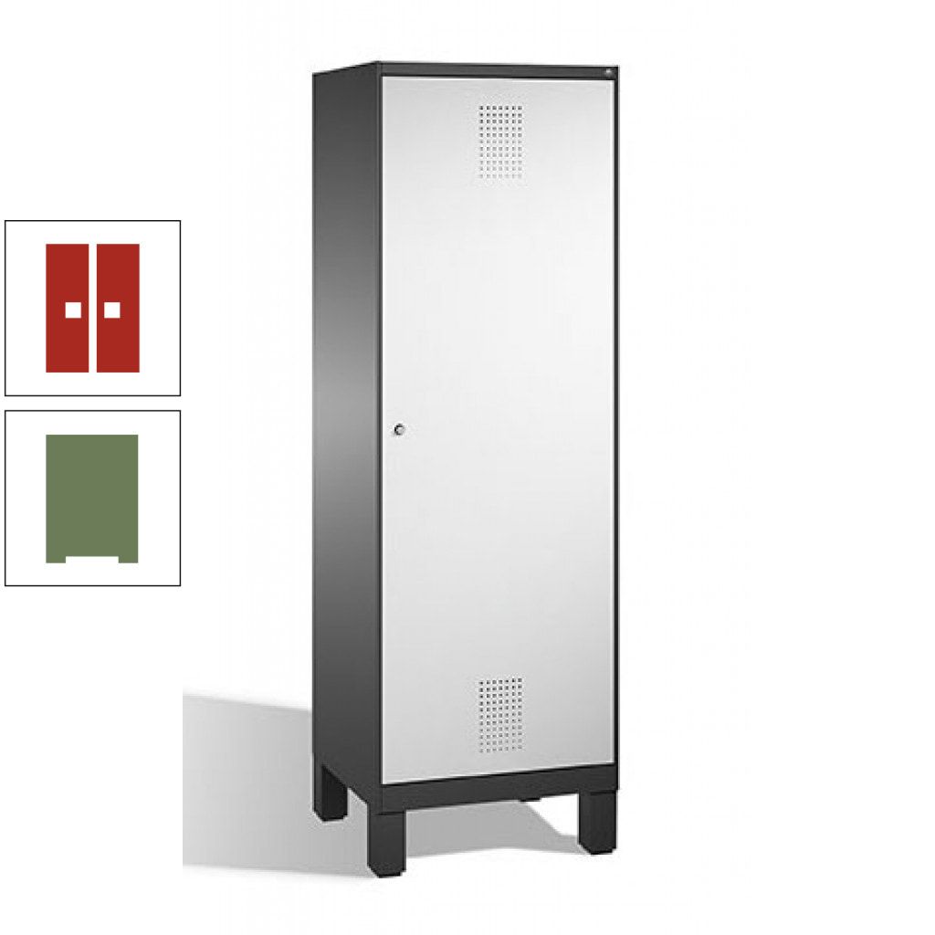 Doppel-Spind, Garderobenschrank, 1 Tür für 2 Abteile a 300 mm, Korpus anthrazitgrau, Türen anthrazitgrau, 1.850 x 600 x 500 mm (HxBxT)