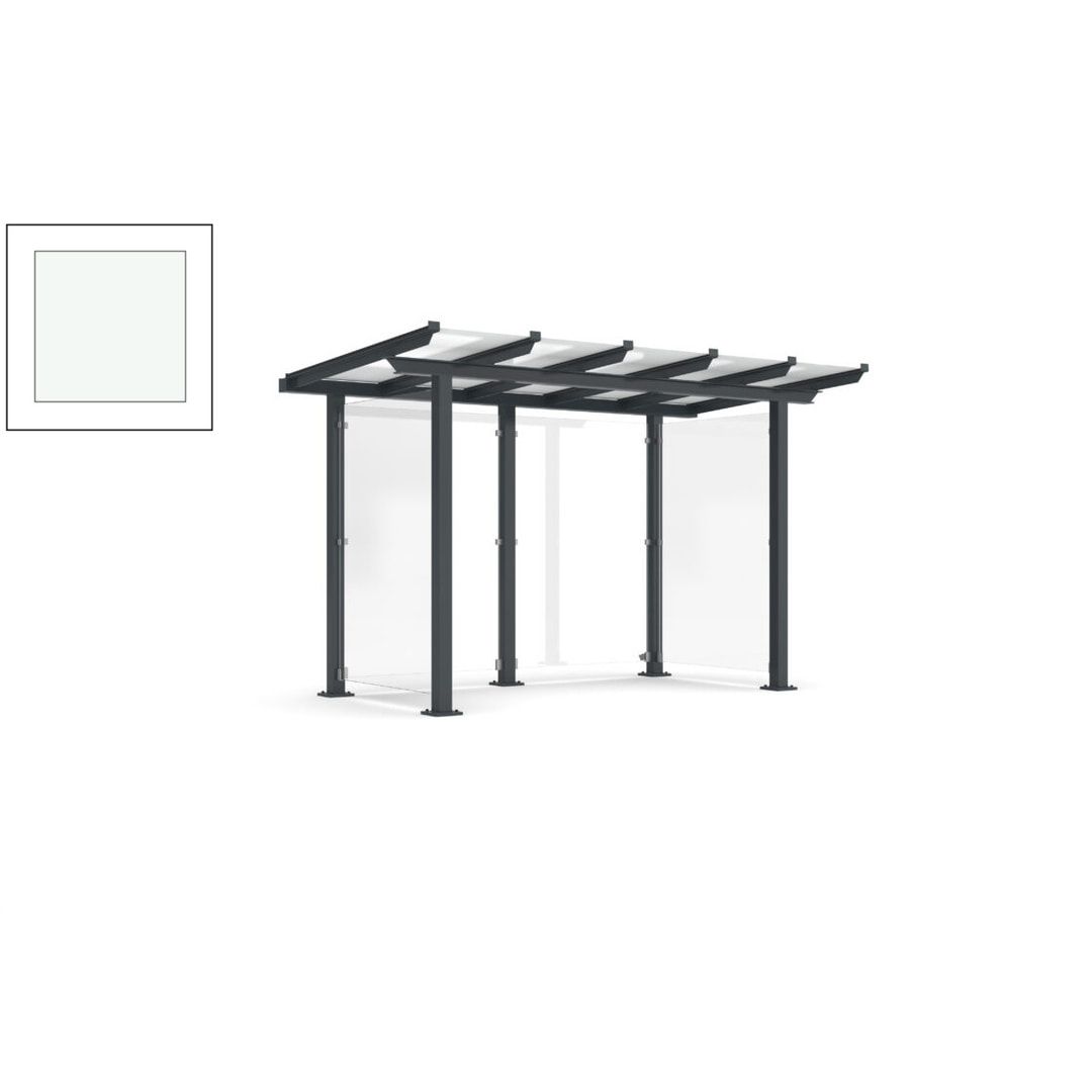 Unterstand mit Pultdach und Sicherheitsglas - feuerverzinkt und farbbeschichtet - 2.435 x 3.850 x 2.090 (HxBxT) - Farbe Achatgrau