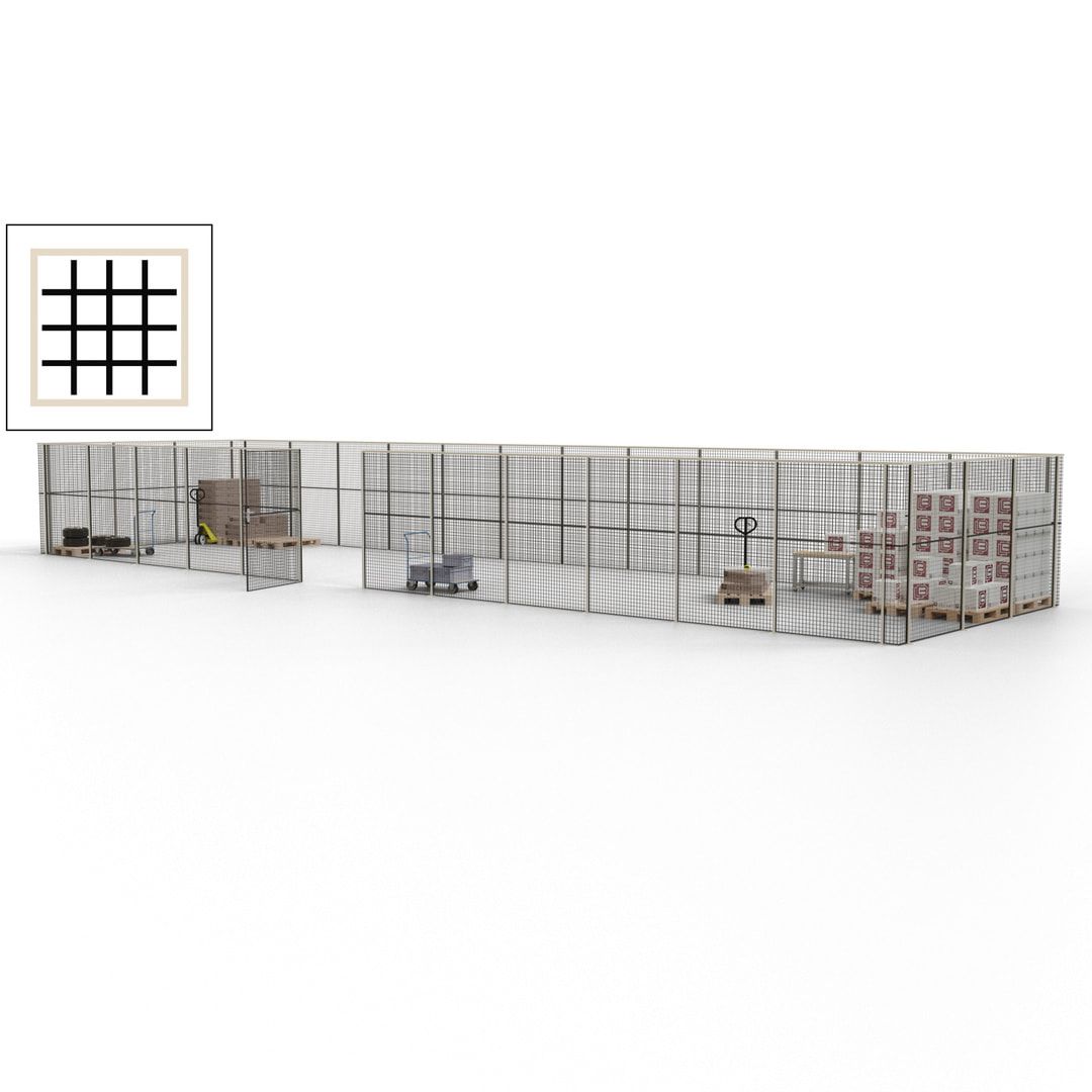 Maschinen Schutzgitter - Hallentrennwand - Sicherheitszaun - Tür - 45 m - 2.200 x 18.400 x 4.900 mm (HxBxT) - enzianblau