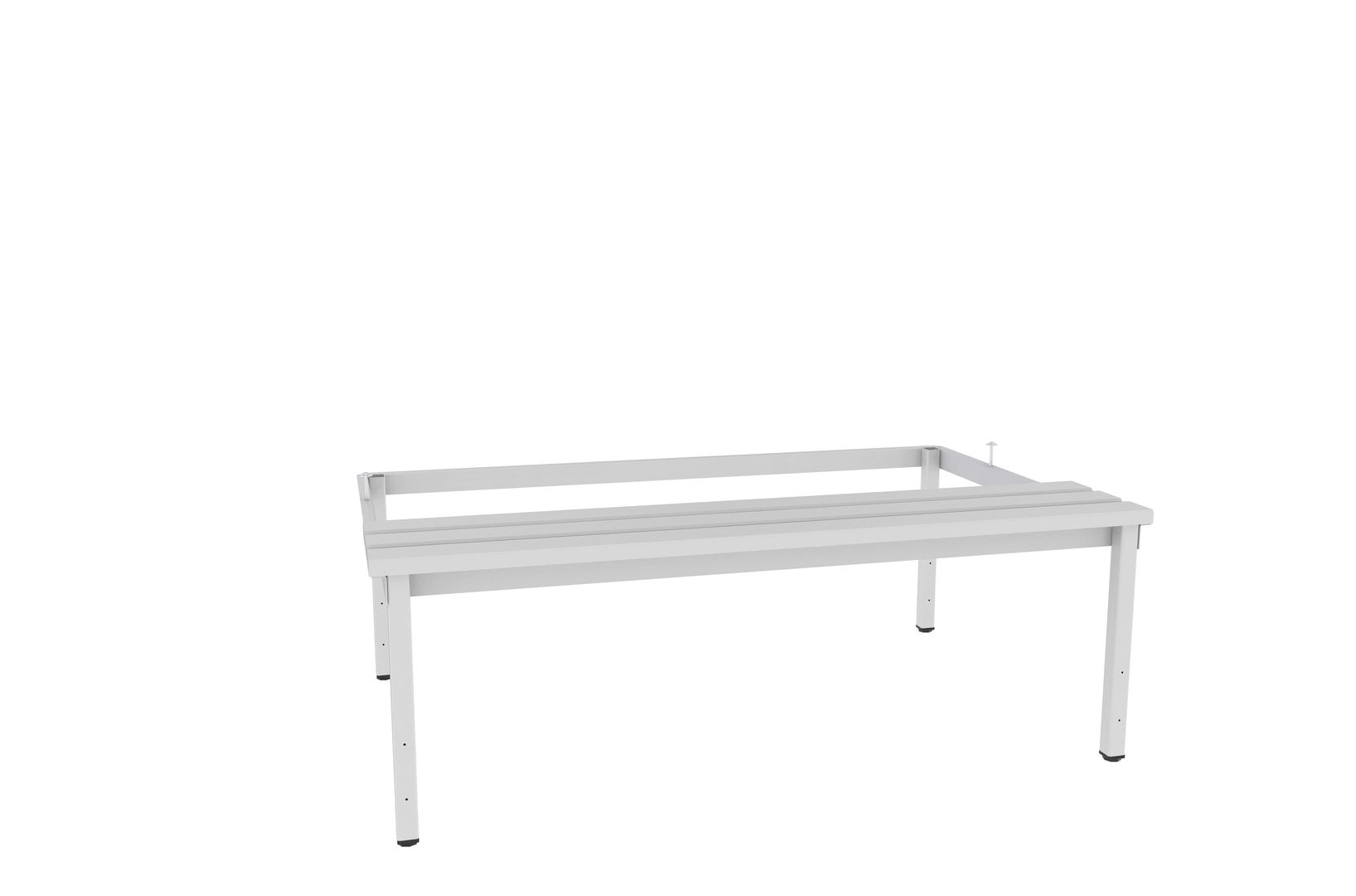 Untergestell für Garderobenschrank, mit Sitzbank, 390 x 1.190 x 745 mm (HxBxT), Gestellfarbe anthrazitgrau, Sitzleisten Plastic-lichtgrau