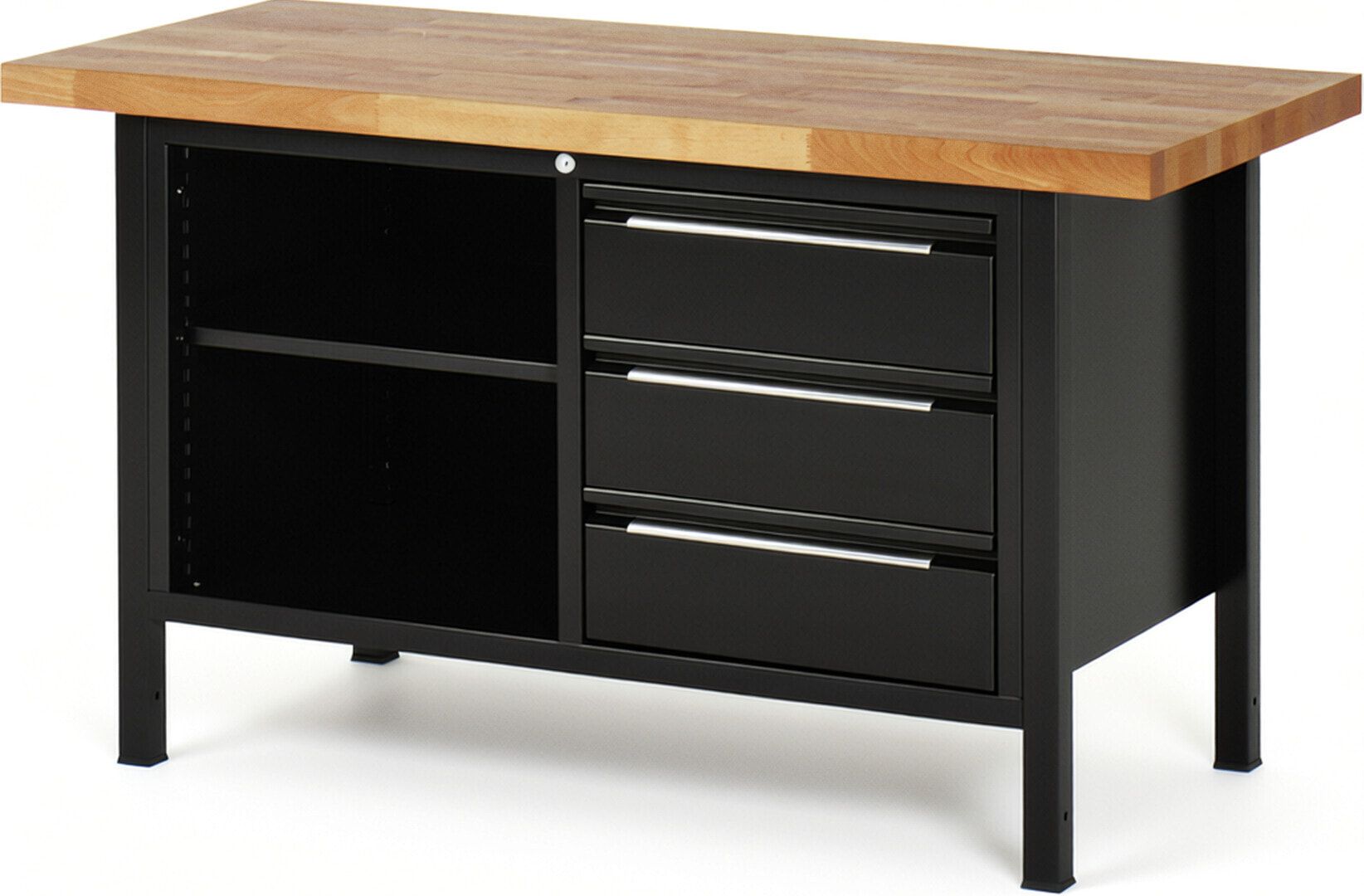 Werkbank - 3 Schubladen - 180:3 - höhenverstellbar 840 - 1.040 mm - 1.500 x 700 mm (BxT) - Traglast 1.250 kg - Buche - Anthrazitgrau