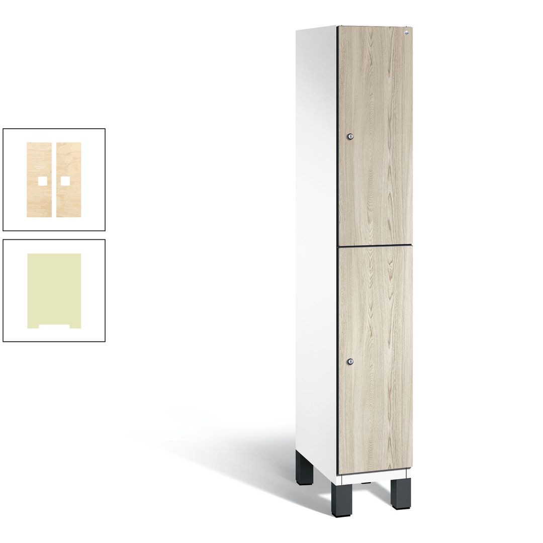 Fächerschrank, Garderobenschrank, mit Füßen, 1 Abteile, 1.980 x 300 x 525 mm (HxBxT), Korpus anthrazitgrau, Tür Donau-Ahorn