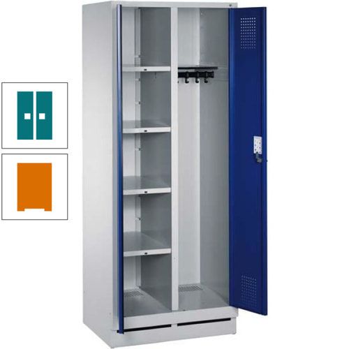 Mehrzweckschrank, Doppeltüren, Füße, 2 Abteile a 300 mm, Korpus anthrazitgrau, Tür anthrazitgrau, 1.800 x 600 x 500 mm (HxBxT)