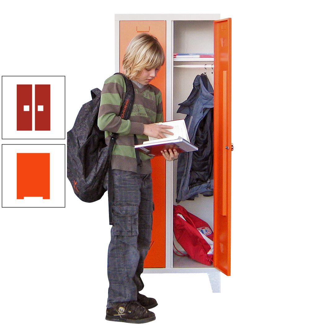 Spindschrank f. Schulen - mit Füßen - Höhe 1.600 mm - 3 Abteile a 300 mm - Drehriegel - anthrazitgrau