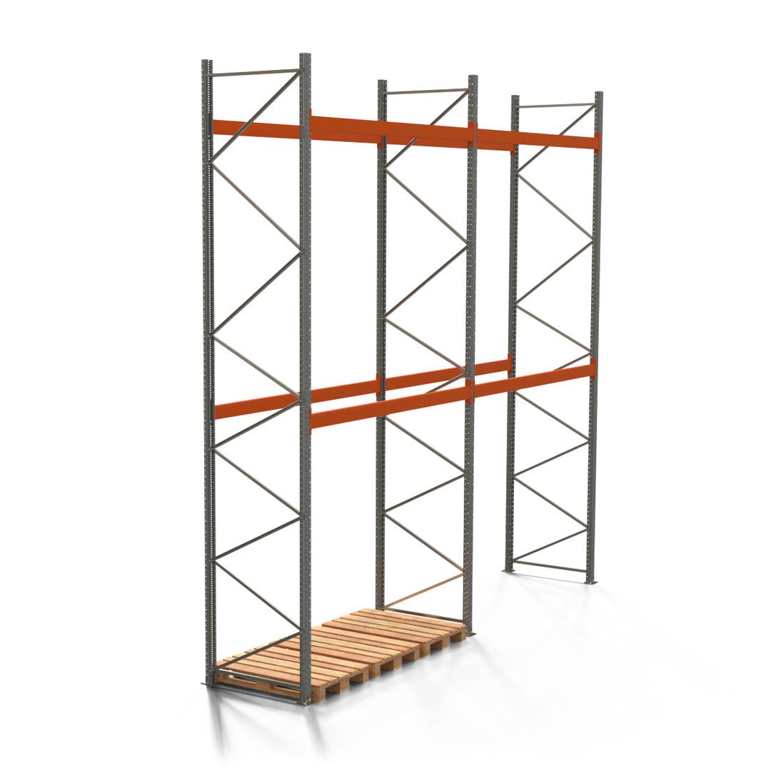 Palettenregal ARTUS - 3 Ebenen - Fachlast 3.000 kg - 5.500 x 11.225 x 1.100 mm (HxBxT) - 4 Felder - Schwerlastregal