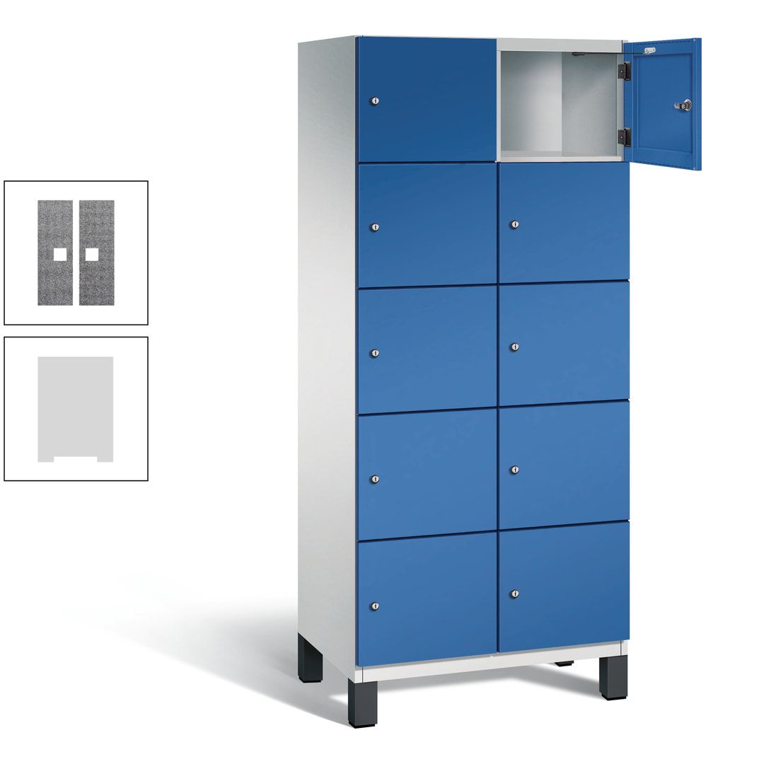 Fächerschrank, Stahlschrank, 10 Fächer, Türöffnungsbegrenzer, Füße, 1.980 x 800 x 525 mm (HxBxT), Korpus anthrazitgrau, Front anthrazitgrau