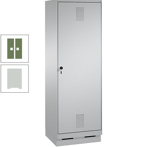 Doppel-Spind, Garderobenschrank, 1 Tür für 2 Abteile a 300 mm, Korpus anthrazitgrau, Türen anthrazitgrau, 1.800 x 600 x 500 mm (HxBxT)