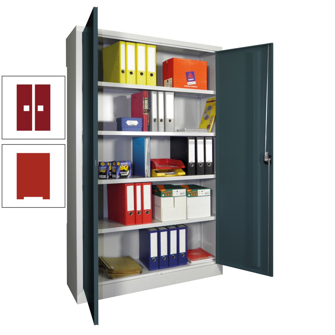 Aktenschrank - Vollblechtüren - 1.950x1.200x400 mm (HxBxT) - 4 Einlegeböden verzinkt - Zylinderschloss - anthrazitgrau