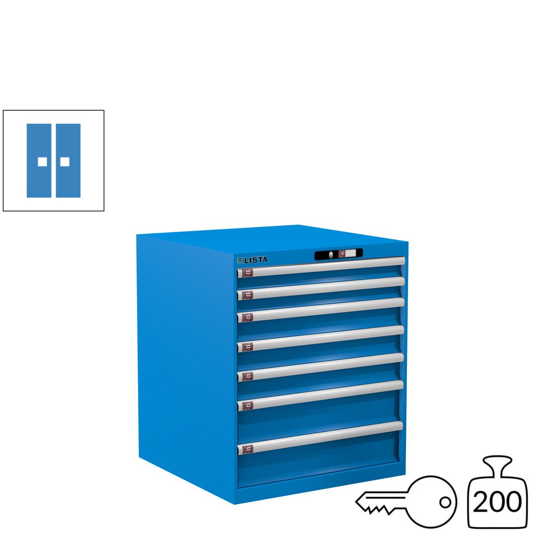 Lista Schubladenschrank - 14.409.010 - 850x717x725 mm (HxBxT) - 7 Schubladen - 75 kg - Key Lock - lichtblau (RAL 5012)