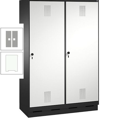 Doppel-Spind, Garderobenschrank, 2 Türen für 4 Abteile a 300 mm, Korpus anthrazitgrau, Türen anthrazitgrau, 1.800 x 1.200 x 500 mm (HxBxT)