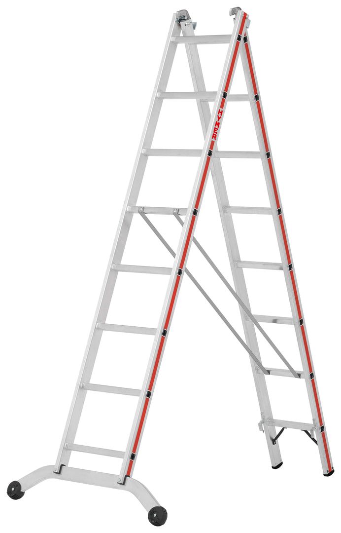 Aluminium-Mehrzweckleiter - Länge 1.830 / 2.950 mm - zweiteilig - Traverse gebogen - Aluleiter Hymer