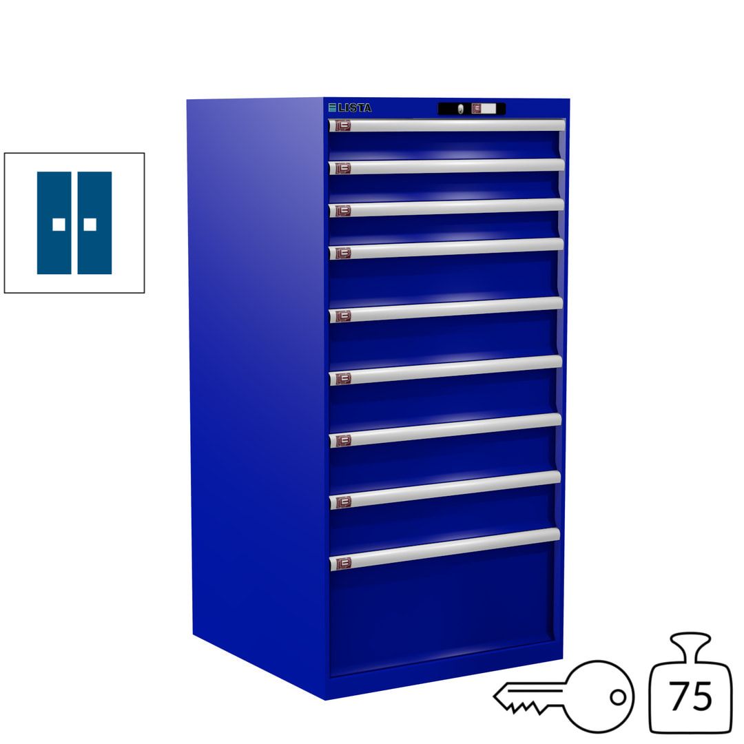 Lista Schubladenschrank - 13.106.010 - 1.450x717x725 mm (HxBxT) - 9 Schubladen - 200 kg - Key Lock - lichtblau (RAL 5012)