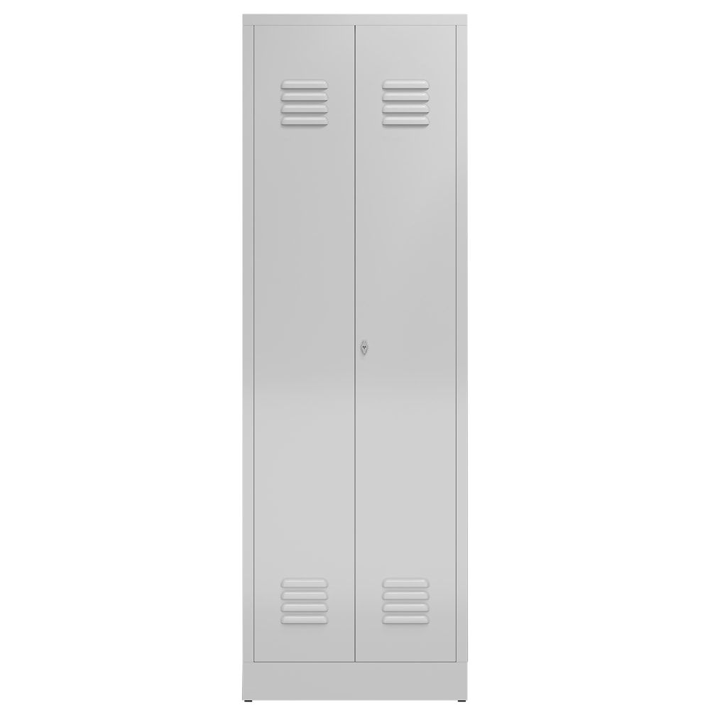 Mehrzweckschrank, Garderobenschrank, 2 Abteile, 6 Fächer, 1.800 x 590 x 500 mm (HxBxT), Drehriegel, Stahl, Korpus: lichtgrau, Front: anthrazitgrau