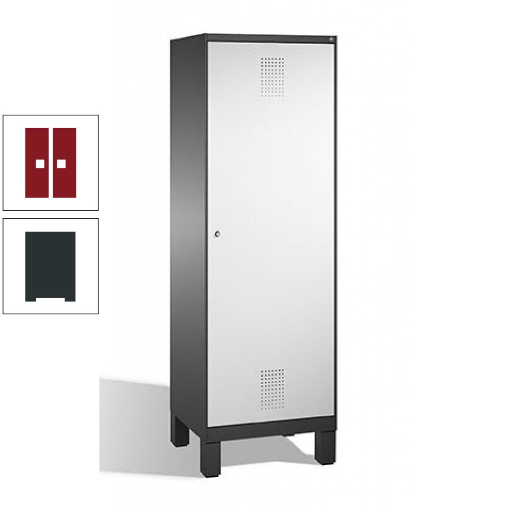 Doppel-Spind, Garderobenschrank, 1 Tür für 2 Abteile a 300 mm, Korpus anthrazitgrau, Türen anthrazitgrau, 1.850 x 600 x 500 mm (HxBxT)