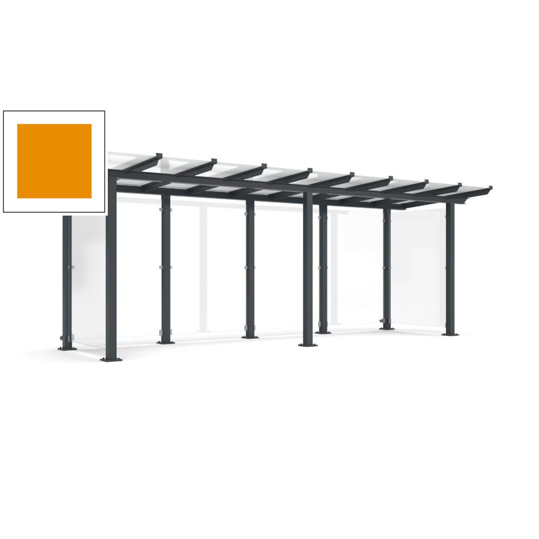 Unterstand mit Pultdach und Sicherheitsglas - feuerverzinkt und farbbeschichtet - 2.435 x 6.850 x 2.090 (HxBxT) - Farbe Achatgrau