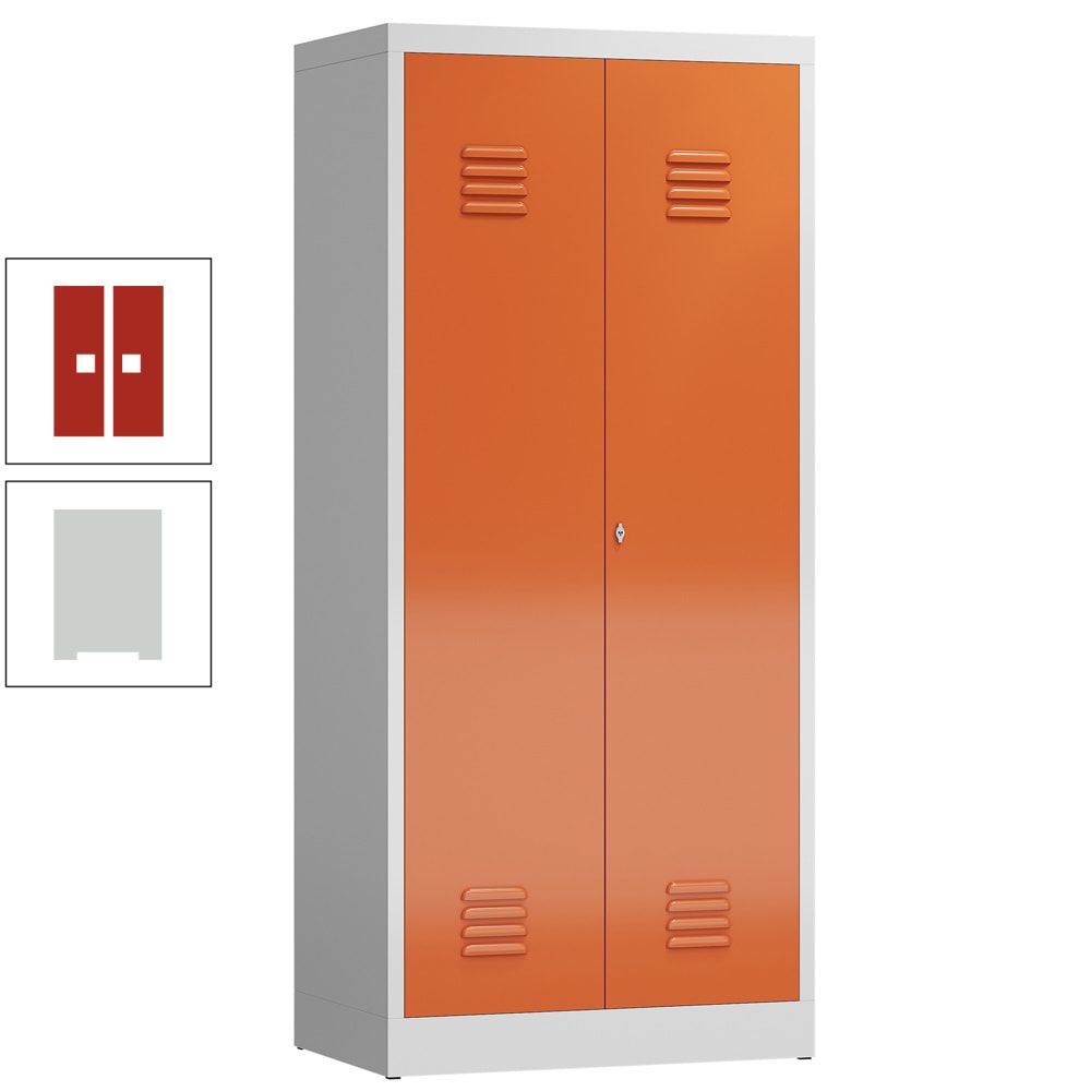 Mehrzweckschrank, Garderobenschrank, 2 Abteile, 6 Fächer, 1.800 x 800 x 500 mm (HxBxT), Drehriegel, Stahl, Korpus: lichtgrau, Front: anthrazitgrau