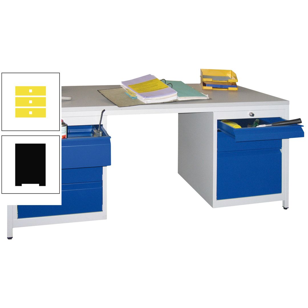 Meisterschreibtisch - 6 Schubladen, 75 / 125 / 150 / 175 / 300 mm - 720 x 1.700 x 800 mm (HxBxT) - anthrazitgrau
