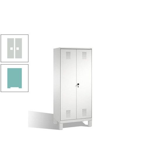 Doppel-Spind, Doppeltüren, Garderobenschrank mit Füßen, 2 Abteile a 400 mm, Korpus anthrazitgrau, Tür anthrazitgrau, 1.850 x 800 x 500 mm (HxBxT)