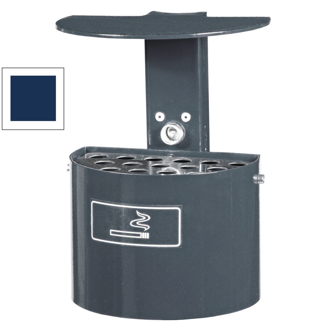 Halbrund-Ascher - 2 l - mit Haube - Wand- o. Pfostenmontage - Aschenbecher - anthrazitgrau